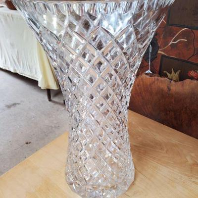 Bohemiam glass hand cut tall vase