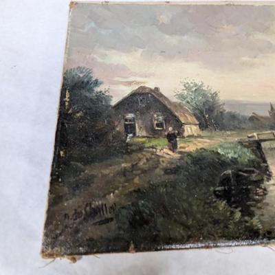 Antique Framed Painting On Canvas