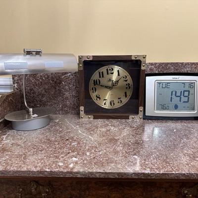 Two Clocks and a Lamp