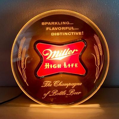 Vintage Lighted Miller High Life Beer Sign