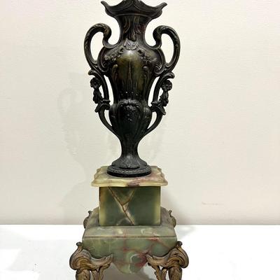 REINE DES FLEURS Par-Ruffony 19th Century Onyx Marble Mantle Clock Set