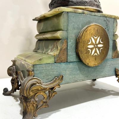 REINE DES FLEURS Par-Ruffony 19th Century Onyx Marble Mantle Clock Set