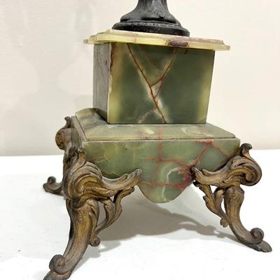 REINE DES FLEURS Par-Ruffony 19th Century Onyx Marble Mantle Clock Set