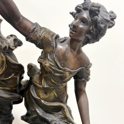 REINE DES FLEURS Par-Ruffony 19th Century Onyx Marble Mantle Clock Set