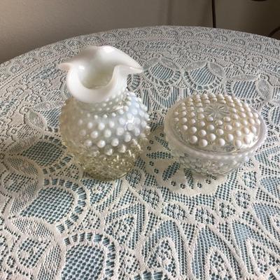 Hobnail Iridescent Vase and Cover Dish