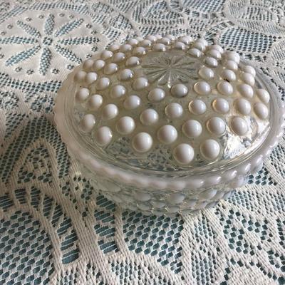 Hobnail Iridescent Vase and Cover Dish