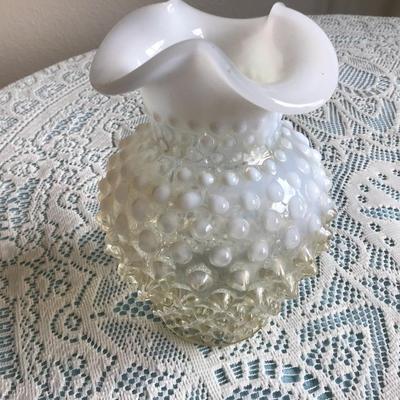 Hobnail Iridescent Vase and Cover Dish