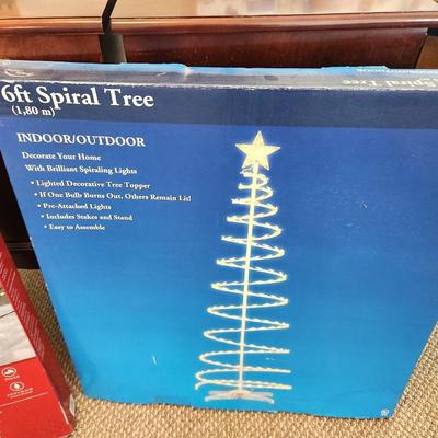 Lot #108 New in Box - 6 Foot Spiral Lighted Christmas Tree - 5 ft. LED Lighted Tree with Controller