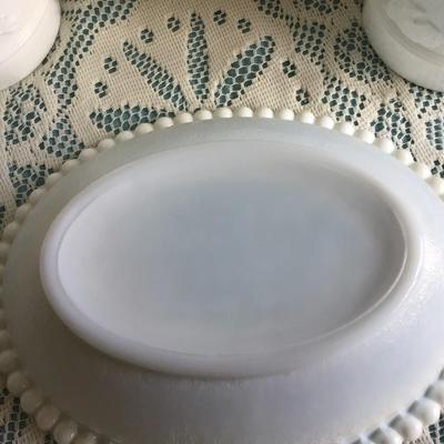 Milk Glass Hen on a Nest and Two Milk Glass Small Pitcher
