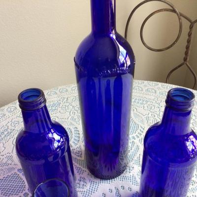 Blue Glass Bottle Lot