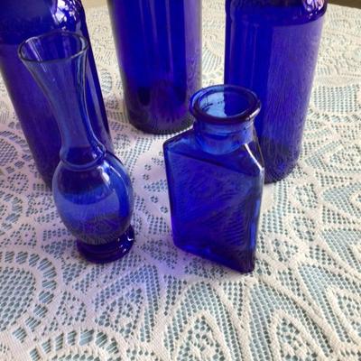 Blue Glass Bottle Lot