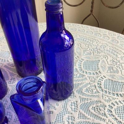 Blue Glass Bottle Lot