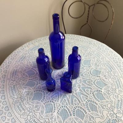 Blue Glass Bottle Lot