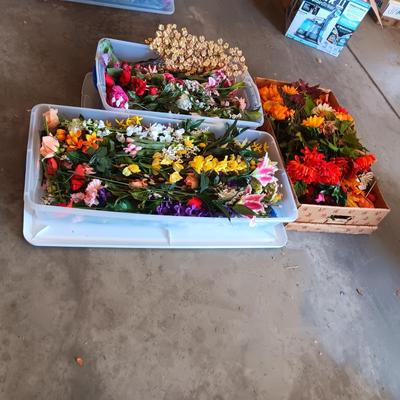 3 CONTAINERS OF FAUX FLOWERS
