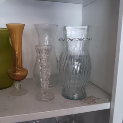 VARIETY OF GLASS VASES