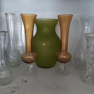 VARIETY OF GLASS VASES