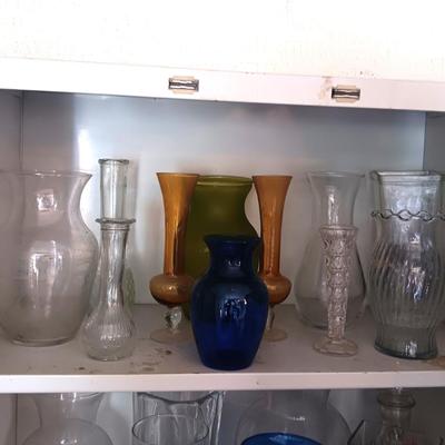 VARIETY OF GLASS VASES