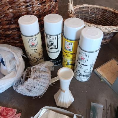 TILED WALL HUNG QUOTES, WICKER BASKETS, FLOWER ARRANGING SUPPLIES AND MORE