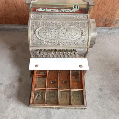 Antique Brass national cash register, Dayton Ohio Factory # 888827