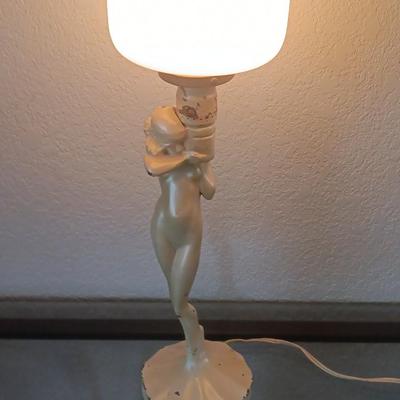 Antique Art Deco Risque Nude lamp with shade in working condition! Art Deco Classic!