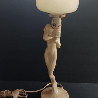 Antique Art Deco Risque Nude lamp with shade in working condition! Art Deco Classic!