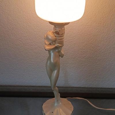 Antique Art Deco Risque Nude lamp with shade in working condition! Art Deco Classic!