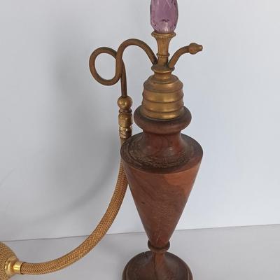 Antique perfume atomizer Handmade in Cuban Wood by J. Varela
