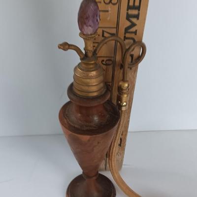 Antique perfume atomizer Handmade in Cuban Wood by J. Varela