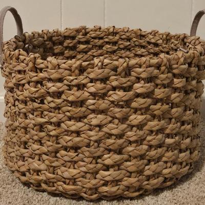 Wicker Basket with Suede Handles