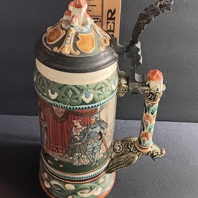 Beautiful Mettlach GES.GESCH 2391 “The Swan Knight’s Wedding” STEIN with post cards