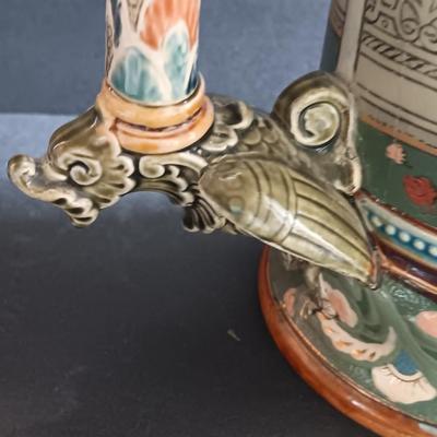 Beautiful Mettlach GES.GESCH 2391 “The Swan Knight’s Wedding” STEIN with post cards