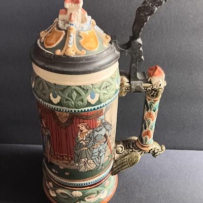 Beautiful Mettlach GES.GESCH 2391 “The Swan Knight’s Wedding” STEIN with post cards
