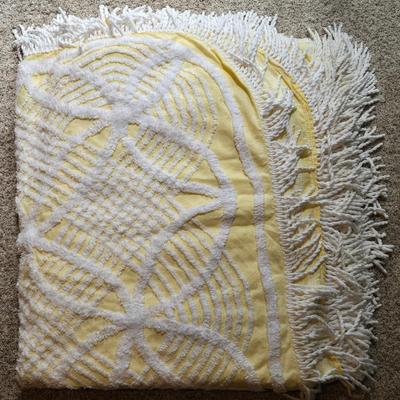 Mid Century Modern Yellow & White Bedspread