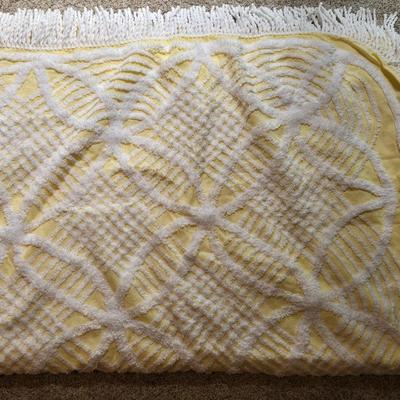Mid Century Modern Yellow & White Bedspread