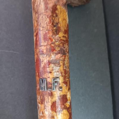 Antique Folk Art Style Carved Bulldog Art Deco RARE Walking stick / cane