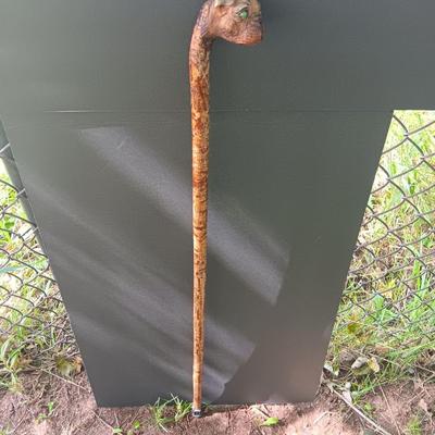 Antique Folk Art Style Carved Bulldog Art Deco RARE Walking stick / cane