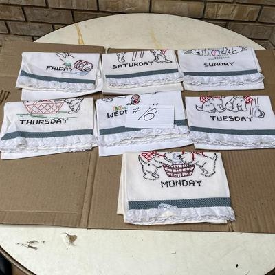 Each Crocheted With Each Day of the Week Hand Towels - Highly Collectable