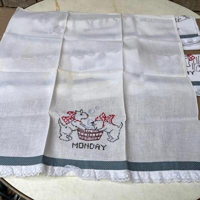 Each Crocheted With Each Day of the Week Hand Towels - Highly Collectable