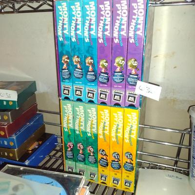 Collection of CDs, DVDs, and VHS