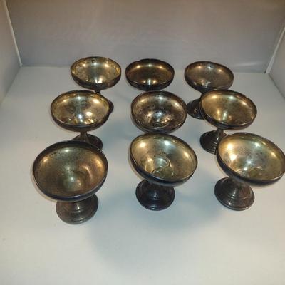 Weighted Sterling Silver Champagne Coupe Goblets- Set of Nine- Approx Total Weight 852 Grams