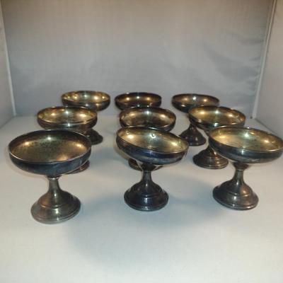 Weighted Sterling Silver Champagne Coupe Goblets- Set of Nine- Approx Total Weight 852 Grams