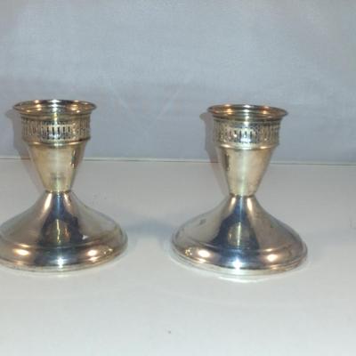 Weighted Sterling Silver Candle Holder Pair- Approx Total Weight 326 Grams