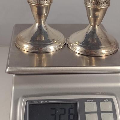 Weighted Sterling Silver Candle Holder Pair- Approx Total Weight 326 Grams