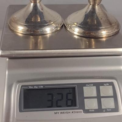 Weighted Sterling Silver Candle Holder Pair- Approx Total Weight 326 Grams