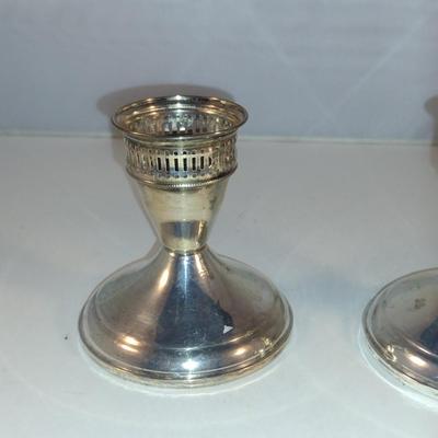 Weighted Sterling Silver Candle Holder Pair- Approx Total Weight 326 Grams