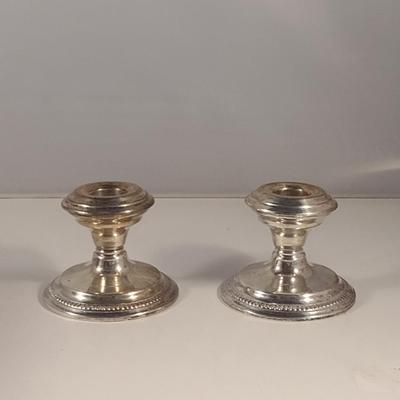 Weighted Sterling Silver Candle Holder Pair- Approx Total Weight 219 Grams