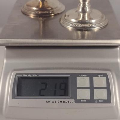 Weighted Sterling Silver Candle Holder Pair- Approx Total Weight 219 Grams