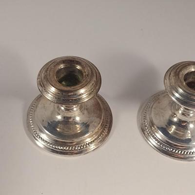 Weighted Sterling Silver Candle Holder Pair- Approx Total Weight 219 Grams