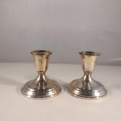 Towle Weighted and Reinforced Sterling Silver Candle Holder Pair- Approx Total Weight 393 Grams