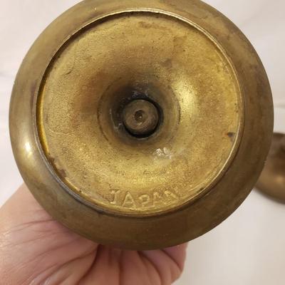 Brass Candlesticks, Snuffer, Inkwell, and Bell (LR-KD) )